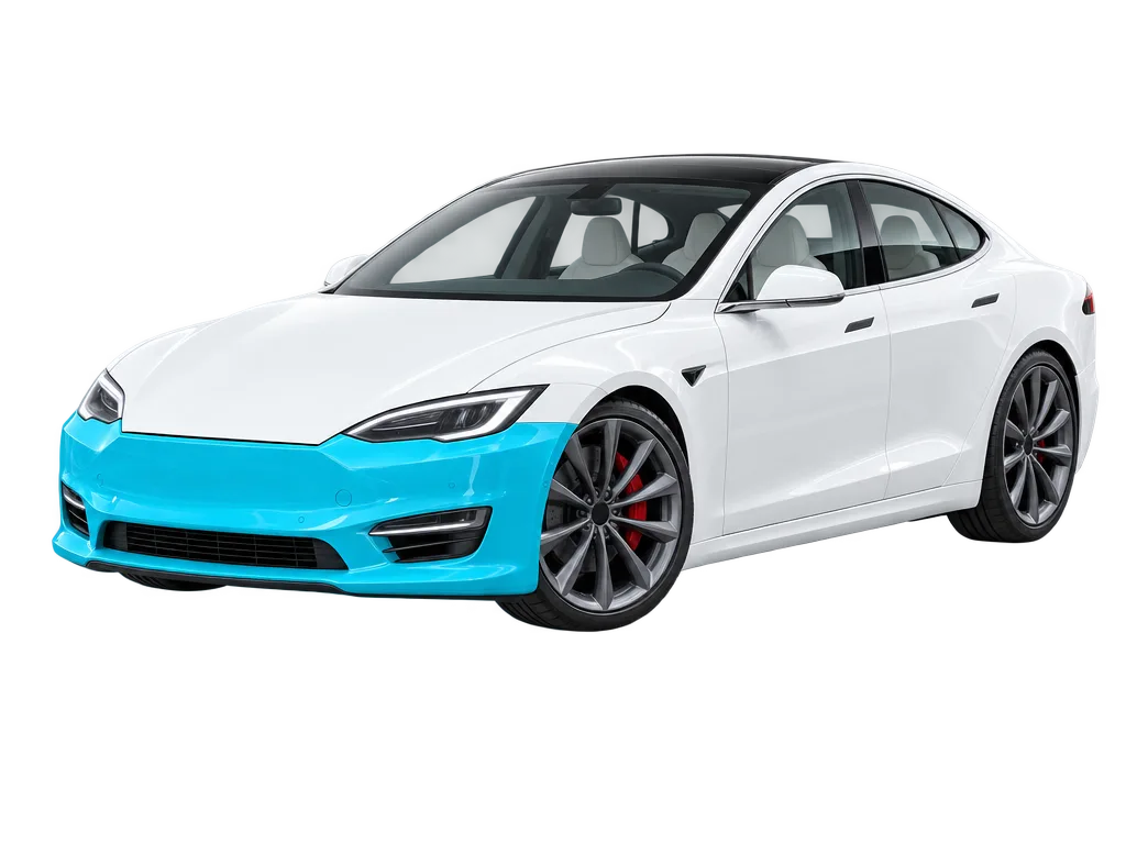 Front bumper paint protection film coverage